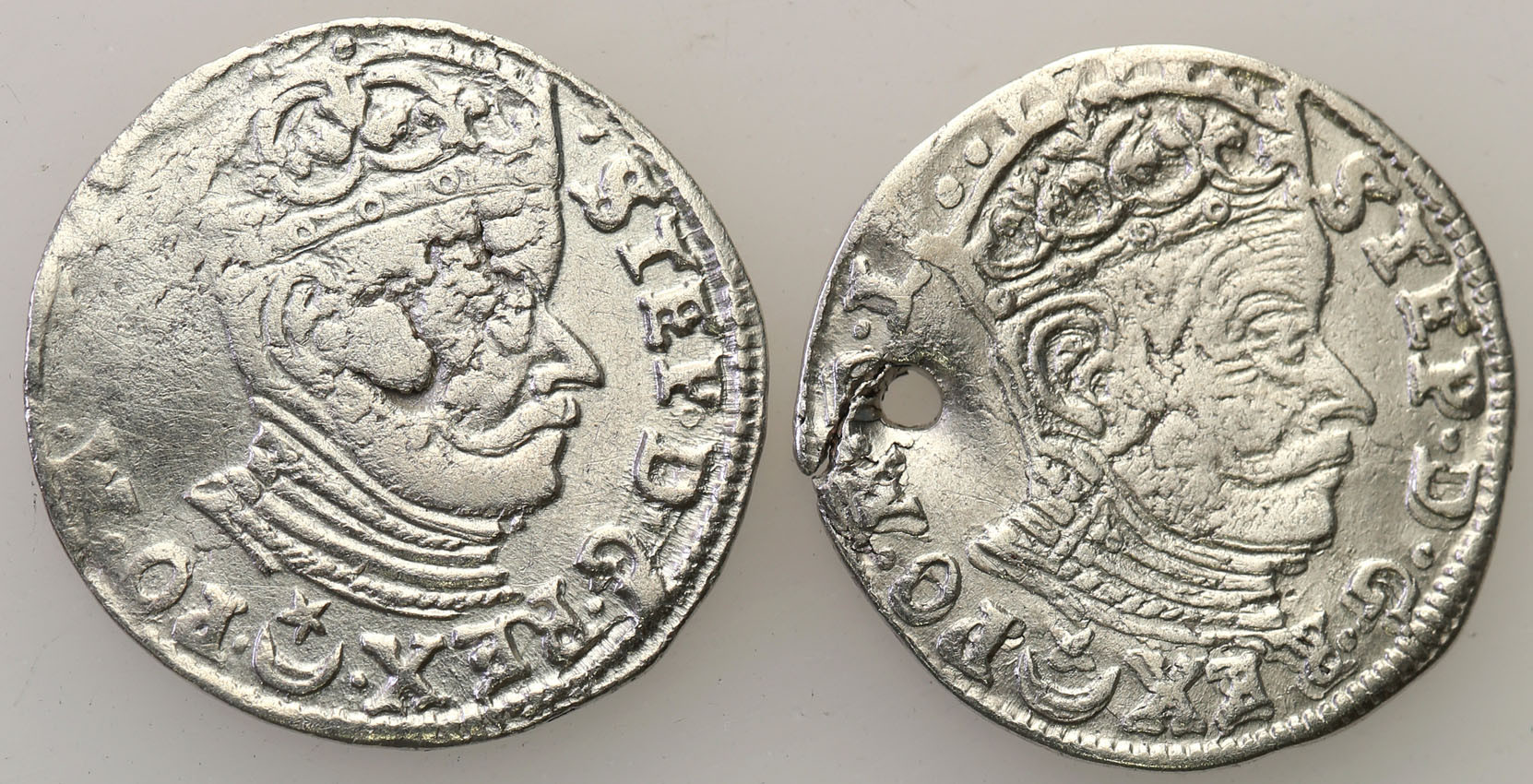 Stefan Batory. Trojak (3 grosze) 1582, Wilno, zestaw 2 monet
